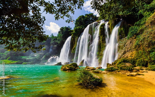 waterfall in the middle of beautiful nature