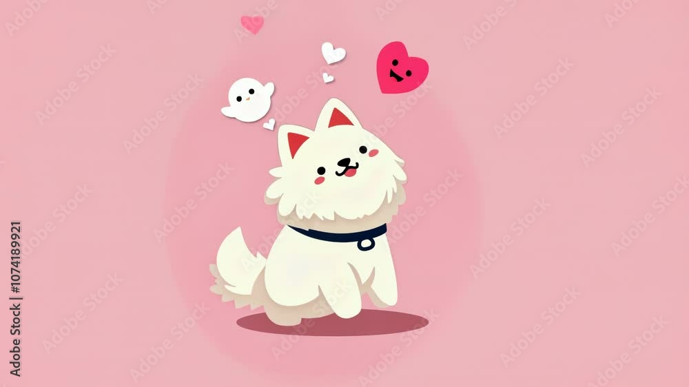 Cute White Dog Cartoon Illustration Cute White Dog Cartoon Illustration