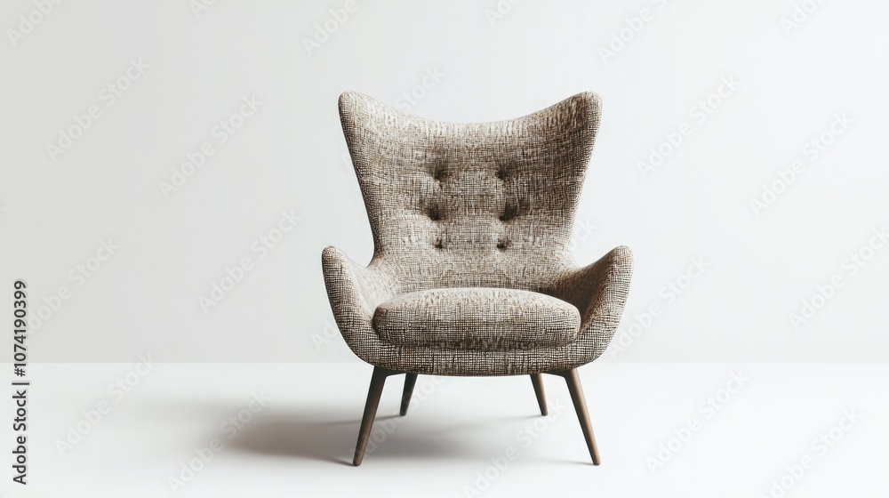 3D rendering of a modern textile designer chair on a white background 3D rendering of a modern textile designer chair on a white background