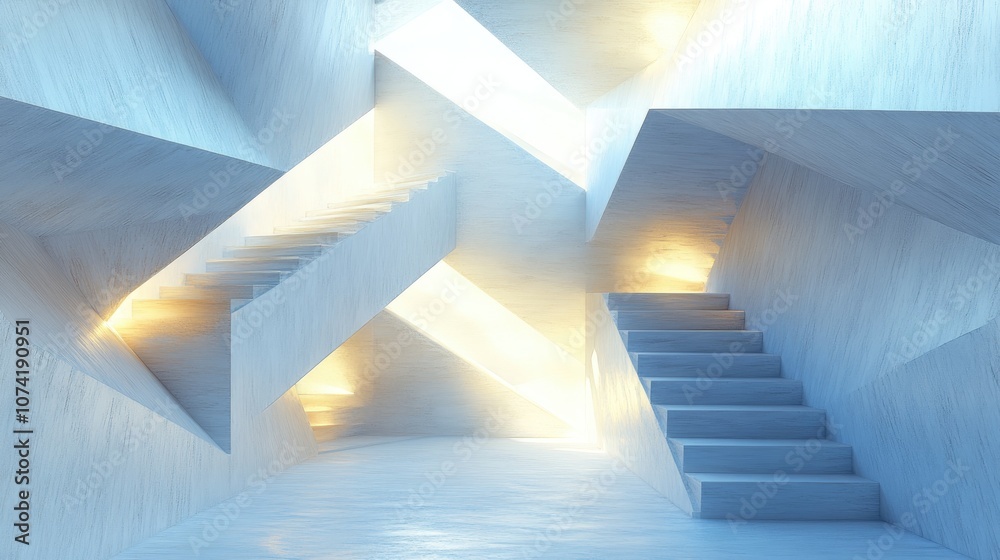 3D Rendering of Geometric Architectural Stairs 3D Rendering of Geometric Architectural Stairs