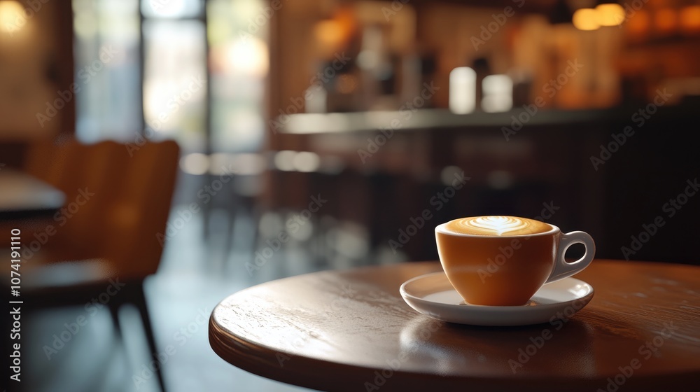 3D rendering of a close up hot cappuccino latte and caramel macchiato on a table with a blurred coffee shop backdrop processed in a warm vintage tone style 3D rendering of a close up hot cappuccino latte and caramel macchiato on a table with a blurred coffee shop backdrop processed in a warm vintage tone style