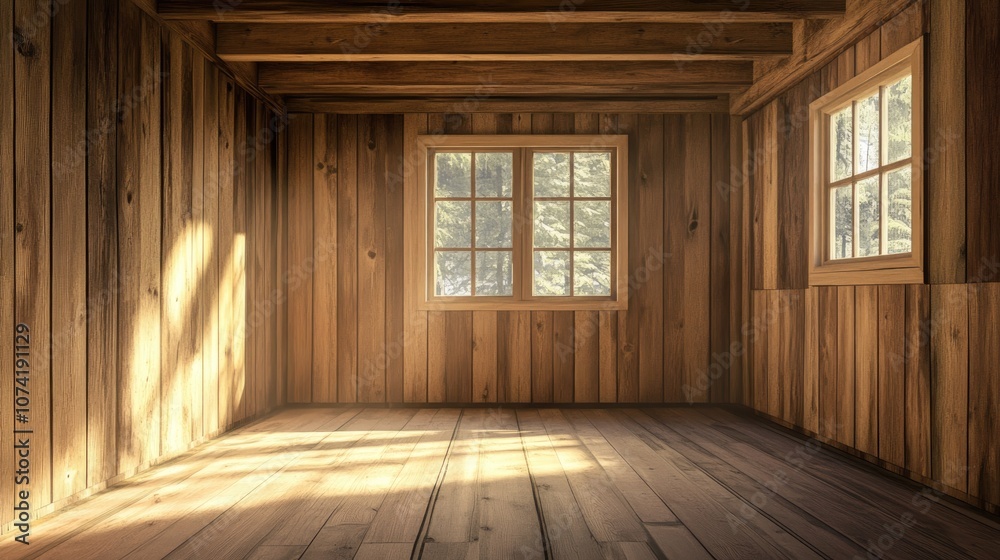 3D rendering of a wooden interior room 3D rendering of a wooden interior room