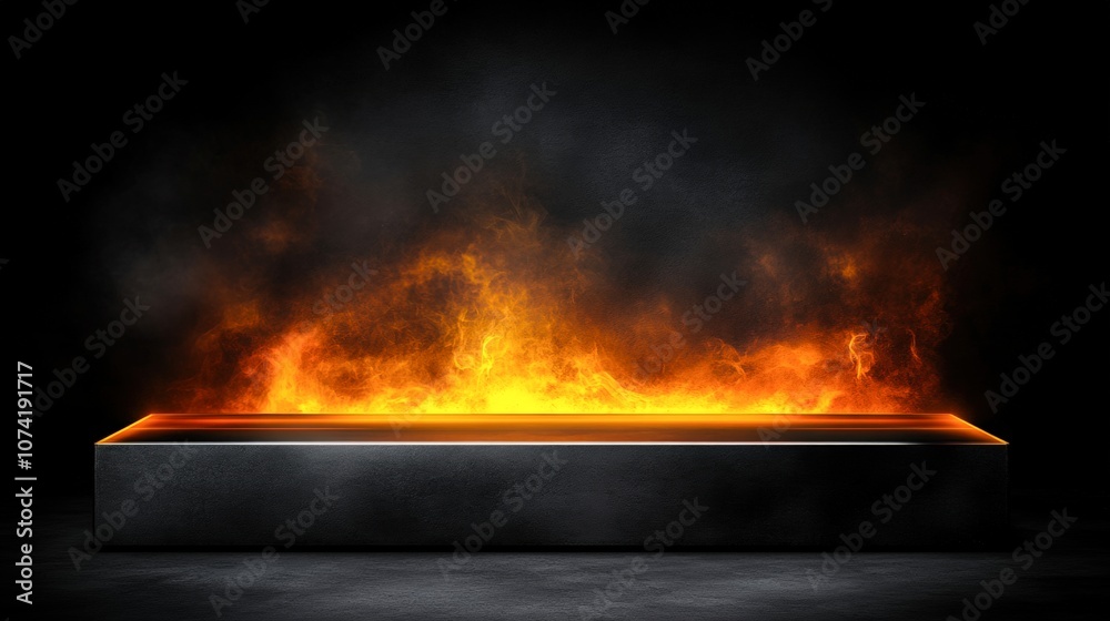 A dramatic scene featuring a fiery glow emanating from a sleek, dark surface against a black background, Ideal for artistic projects, themes of destruction, or conveying intense emotions, A dramatic scene featuring a fiery glow emanating from a sleek, dark surface against a black background, Ideal for artistic projects, themes of destruction, or conveying intense emotions,