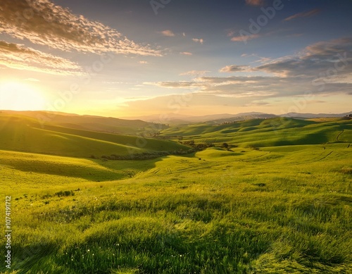 Warm Light on Green Hills