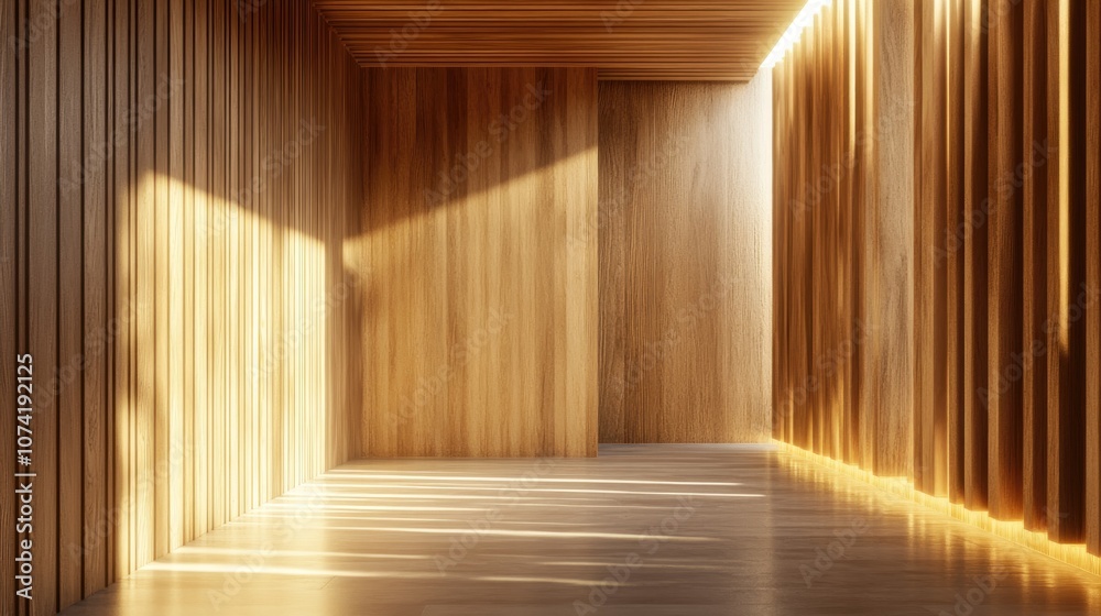 3D rendering of a wooden wall interior design featuring plywood materials 3D rendering of a wooden wall interior design featuring plywood materials