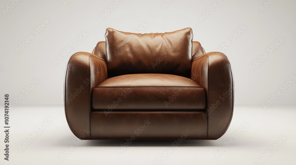 Fototapeta premium 3D rendering of a modern leather chair in dark brown designed for kitchen furniture