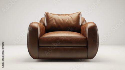 3D rendering of a modern leather chair in dark brown designed for kitchen furniture
