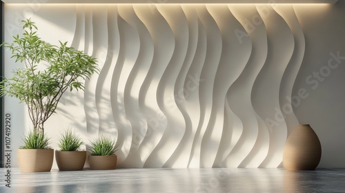 Fototapeta Naklejka Na Ścianę i Meble -  Unique decorative wall panel interior design 3D rendering illustration