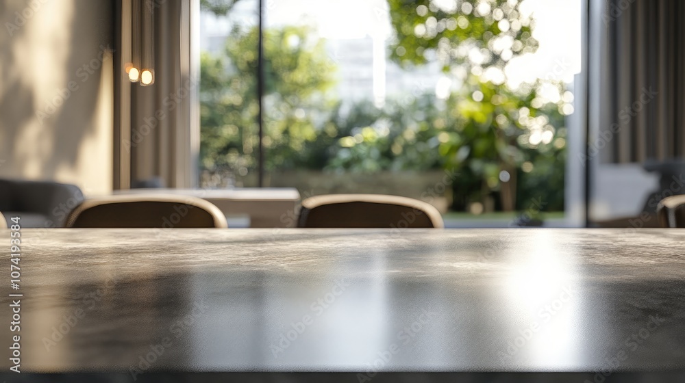 3D Rendering of a Table Top with a Blurred Background Interior 3D Rendering of a Table Top with a Blurred Background Interior