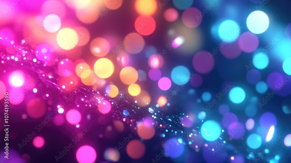 3D rendering of an abstract blurred background featuring vibrant lights