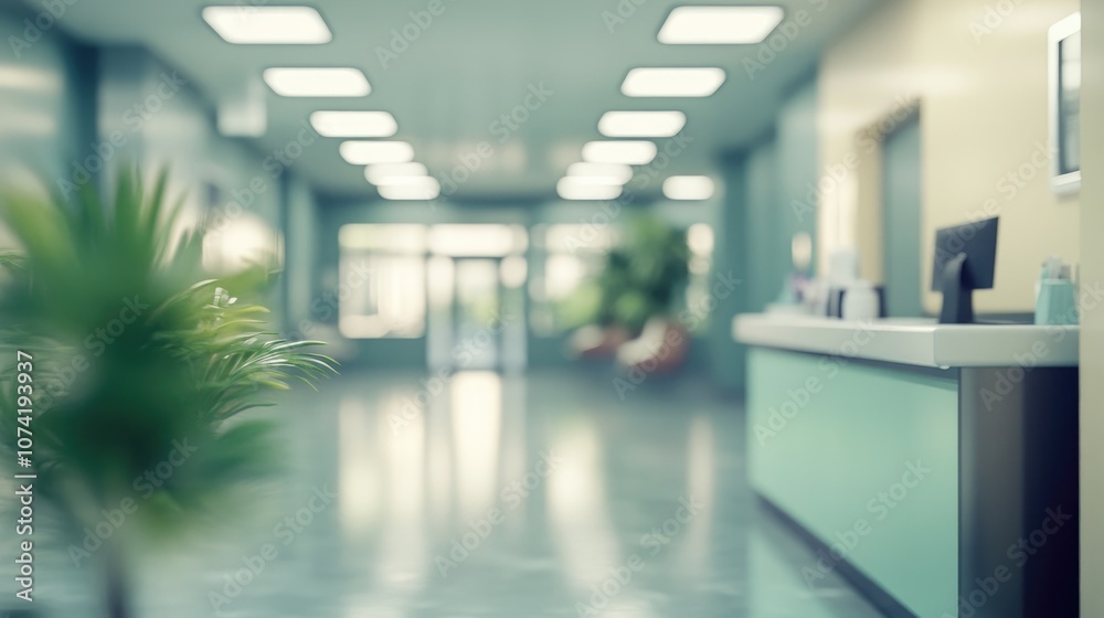 Abstract blurred 3D rendering of a hospital and medical clinic interior for use as a background Abstract blurred 3D rendering of a hospital and medical clinic interior for use as a background
