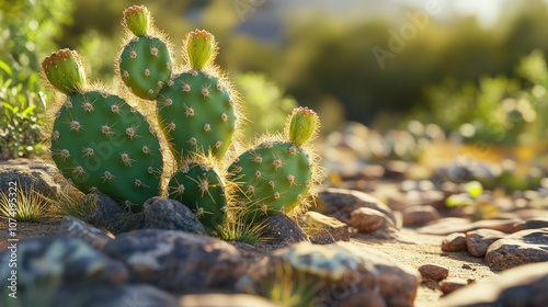 Close up of a cactus in 3D rendering photo