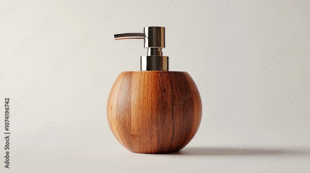 Obraz premium 3D rendering of a wooden liquid soap dispenser isolated on a white background