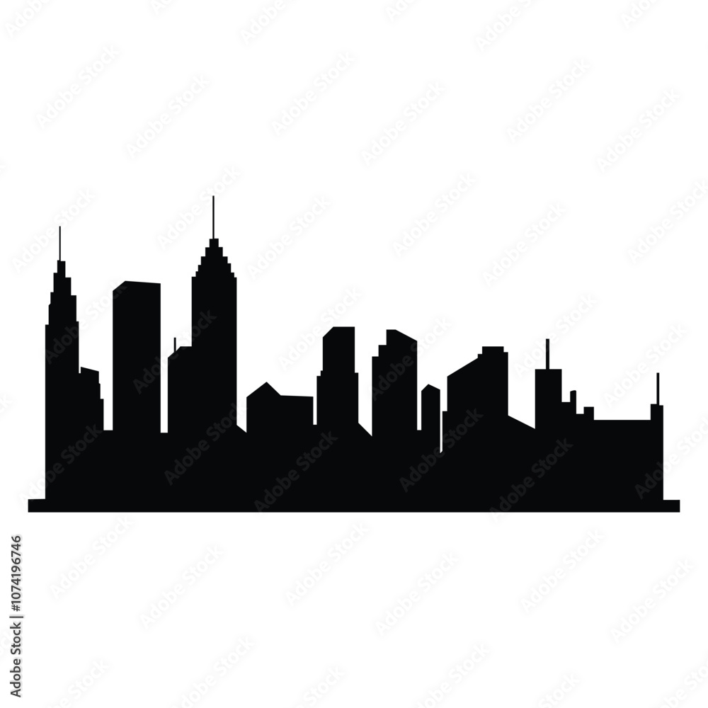 City silhouette land scape. City landscape. Downtown landscape with high skyscrapers. Panorama architecture buildings illustration. Urban life, Modern Cityscape City silhouette land scape. City landscape. Downtown landscape with high skyscrapers. Panorama architecture buildings illustration. Urban life, Modern Cityscape