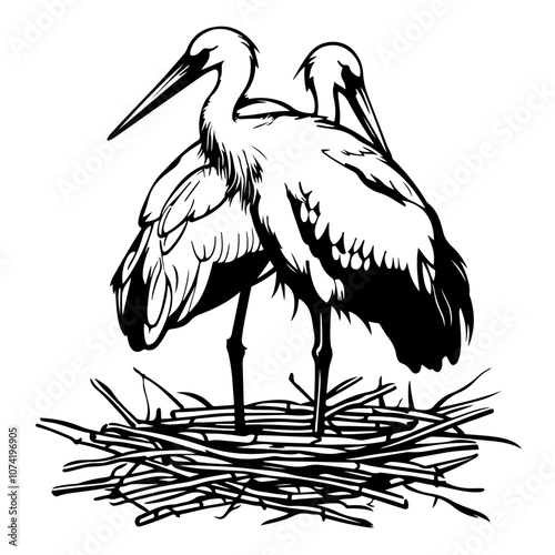 Stork Nest Vector Logo