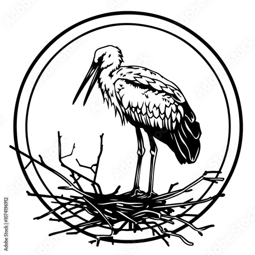 Stork Nest Vector Logo