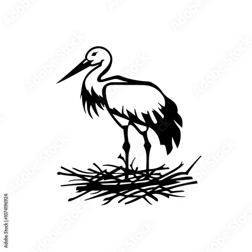 Stork Nest Vector Logo