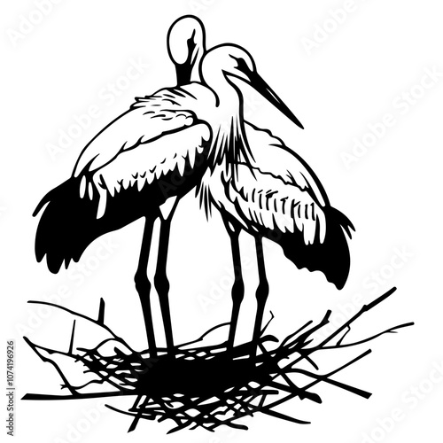 Stork Nest Vector Logo