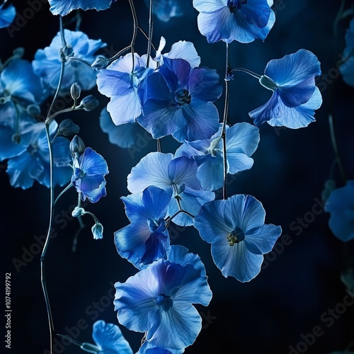  a design featuring a background with blue flowers: photo