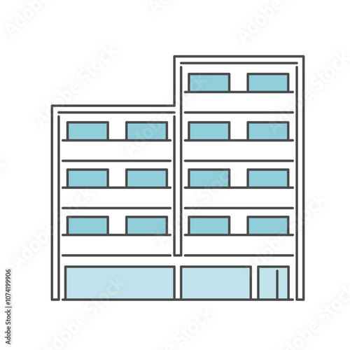 シンプルでおしゃれな集合住宅のアイコンのベクターイラスト