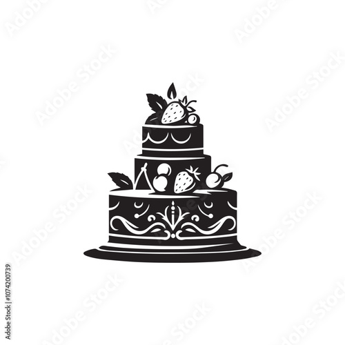 Cake silhouette vector design art illustration