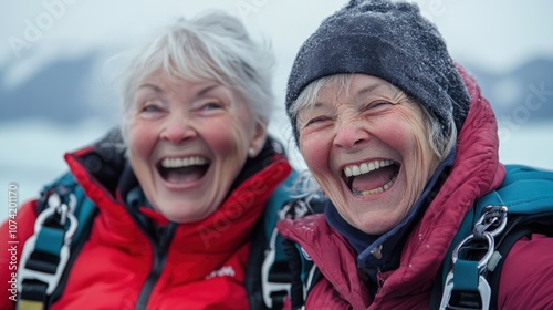 Joyful Senior Women in Winter