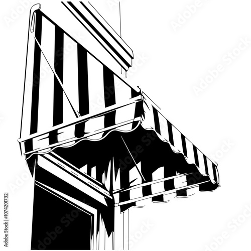 Striped Awnings Vector Logo