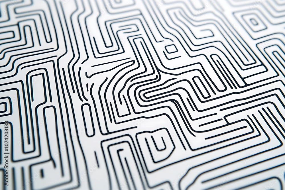 Intricate black and white maze pattern with winding lines, creating an abstract geometric background. Ideal for design projects, textures, and visual concepts.
Intricate black and white maze pattern with winding lines, creating an abstract geometric background. Ideal for design projects, textures, and visual concepts.