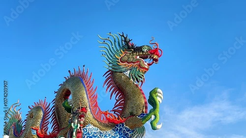 Wallpaper Mural The Chinese Dragon Statue with blue sky in Nakhon Sawan Park Torontodigital.ca