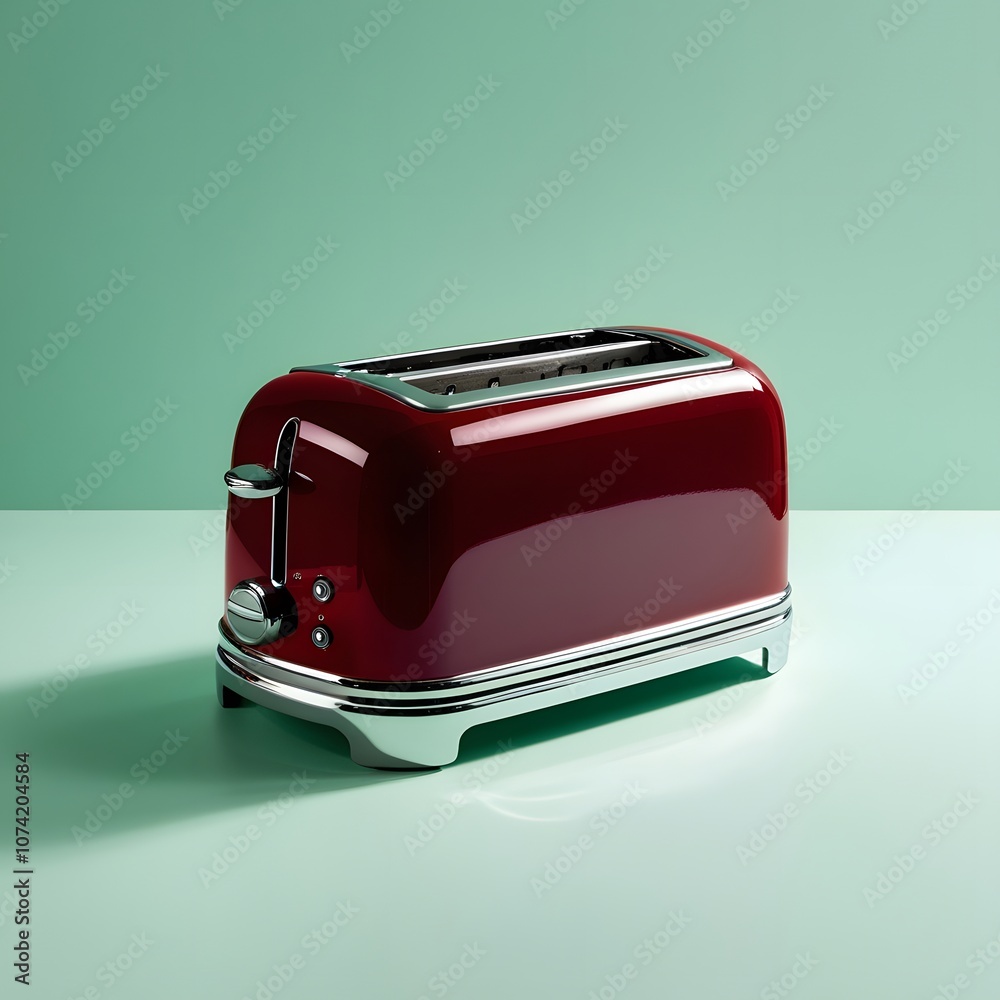 Retro Red Toaster Against Colorful Background Retro Red Toaster Against Colorful Background