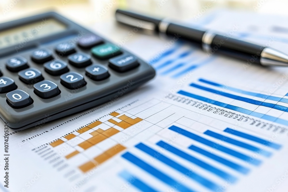 Neatly Arranged Office Supplies for Financial Tasks Neatly Arranged Office Supplies for Financial Tasks
