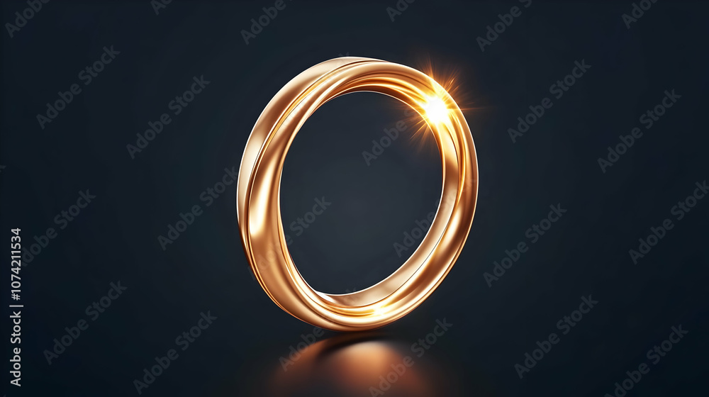 Gold ring frame on a black background. Metal circle border for awards. Luxury round shiny 3d banner Gold ring frame on a black background. Metal circle border for awards. Luxury round shiny 3d banner