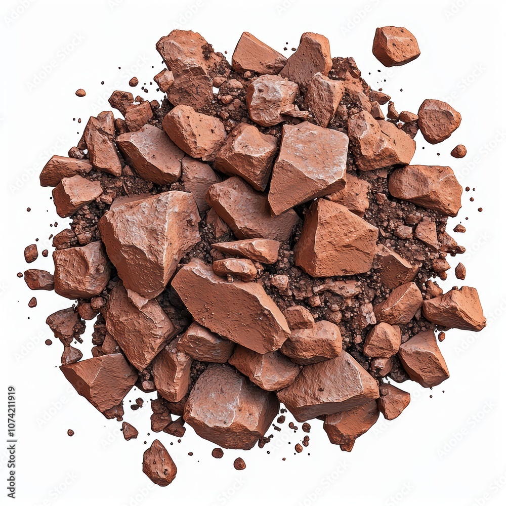 A pile of rocks with a white background A pile of rocks with a white background