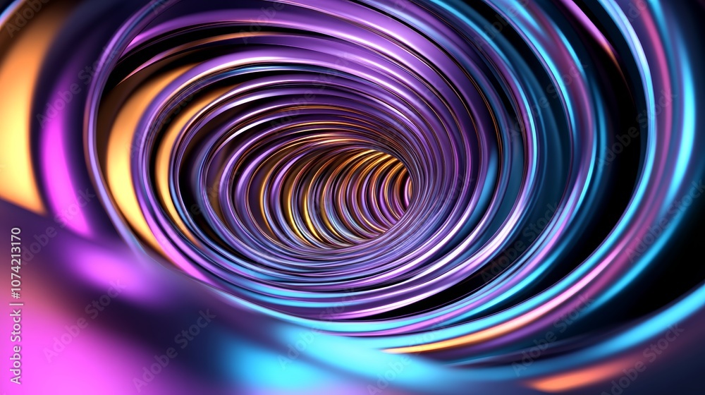 Abstract Purple Blue Gold Swirling Tunnel 3D Render Background Abstract Purple Blue Gold Swirling Tunnel 3D Render Background