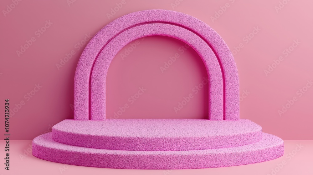 Pink Archway with Steps Minimalist Product Display Background Pink Archway with Steps Minimalist Product Display Background