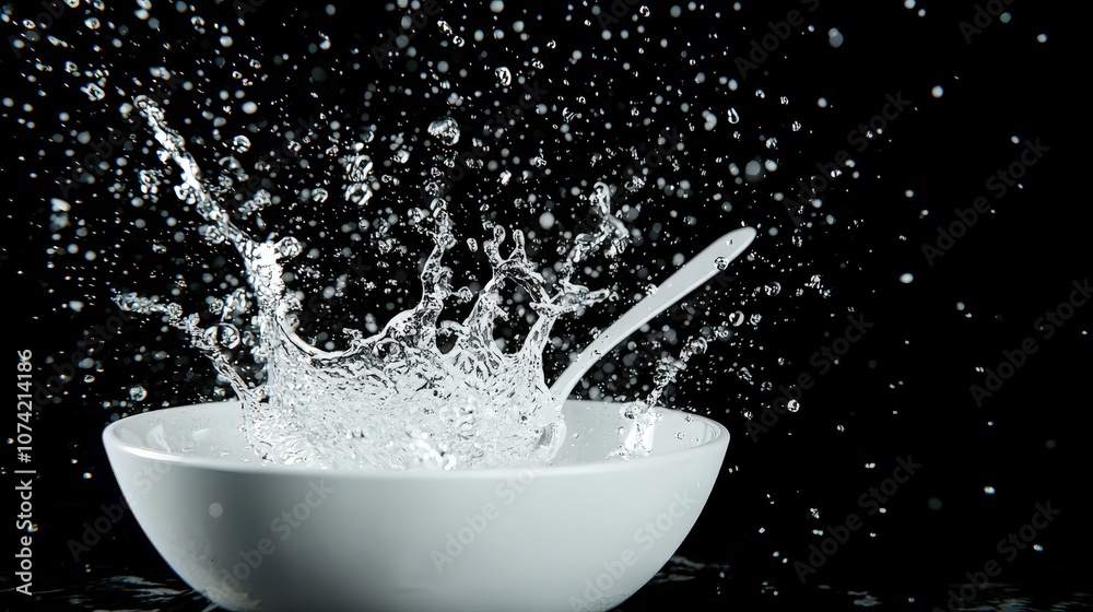 Water Splashing in a Bowl with Spoon High Speed Photography Water Splashing in a Bowl with Spoon High Speed Photography