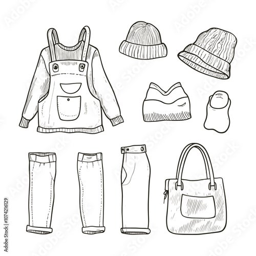 Minimalist Illustration of Travel Essentials for Women