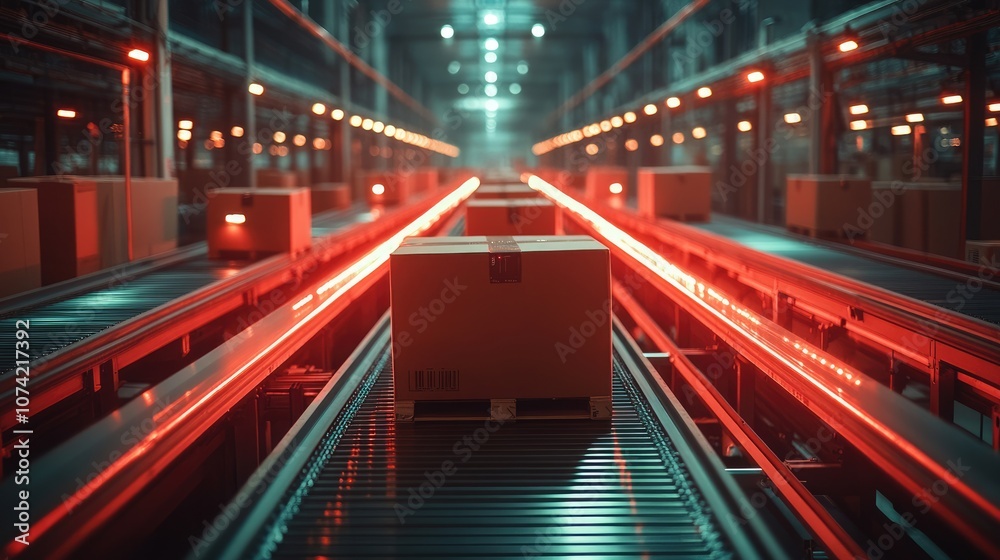 Switchyard view: cardboard box resting silently in the freight yard, representing packaging, cargo, and shipment, capturing the rhythm of logistics where humble vessels initiate global distribution.