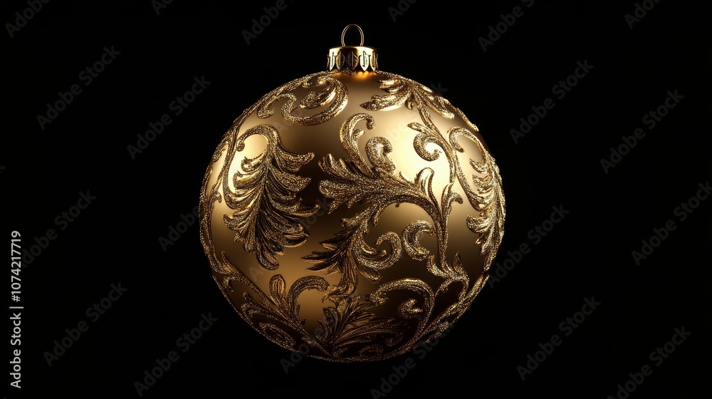 Gold Christmas ball isolated on black background Gold Christmas ball isolated on black background