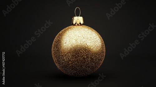 Gold Christmas ball isolated on black background