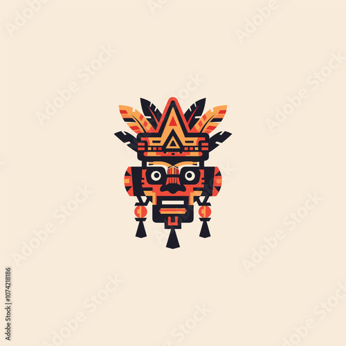 Ethnic mask tribal logo design modern vector