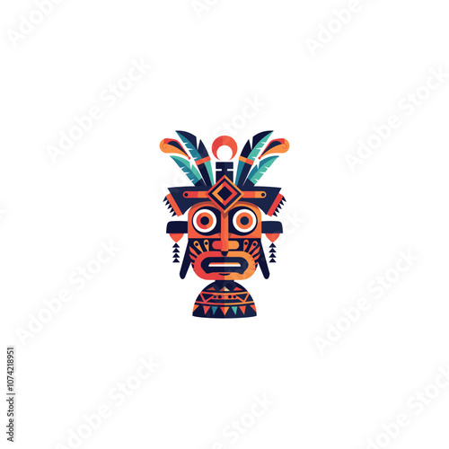 Ethnic mask tribal logo design modern vector