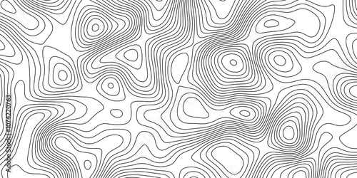 Luxury topographic wavy pattern and geographic grid map design vector art background, topographic map background with geographic black line contour map white background.