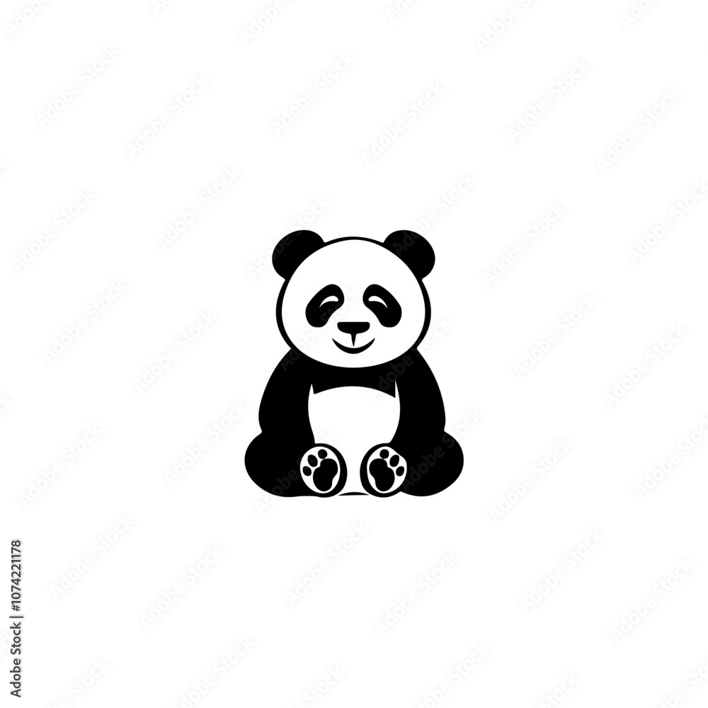 Obraz premium Stuffed Panda Bear Vector Logo