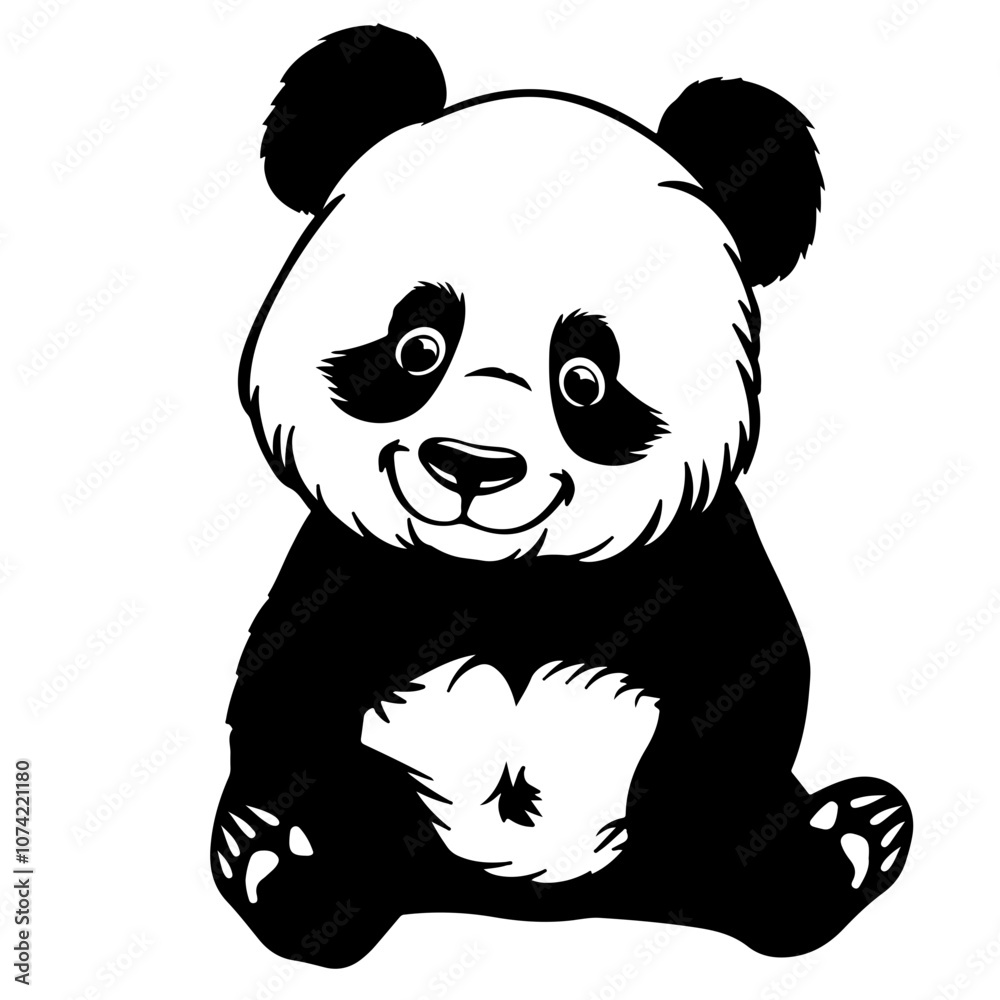 Fototapeta premium Stuffed Panda Bear Vector Logo