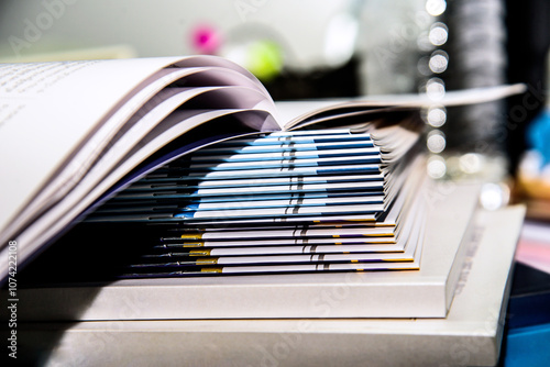 stack of books on table