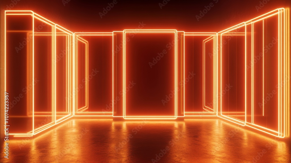 Futuristic Neon Colored Square and lines Background Futuristic Neon Colored Square and lines Background