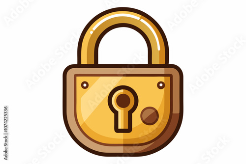 Antique brass padlock isolated on white vector illustration