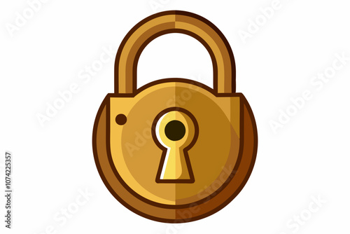Antique brass padlock isolated on white vector illustration