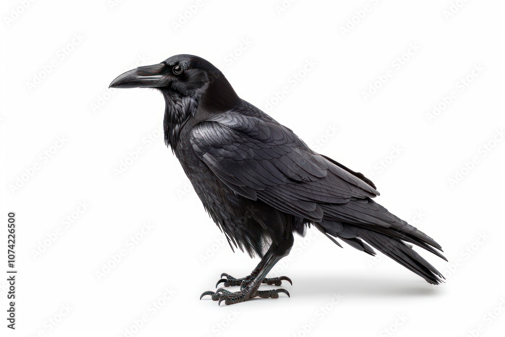 Fototapeta premium Majestic black raven bird portrait